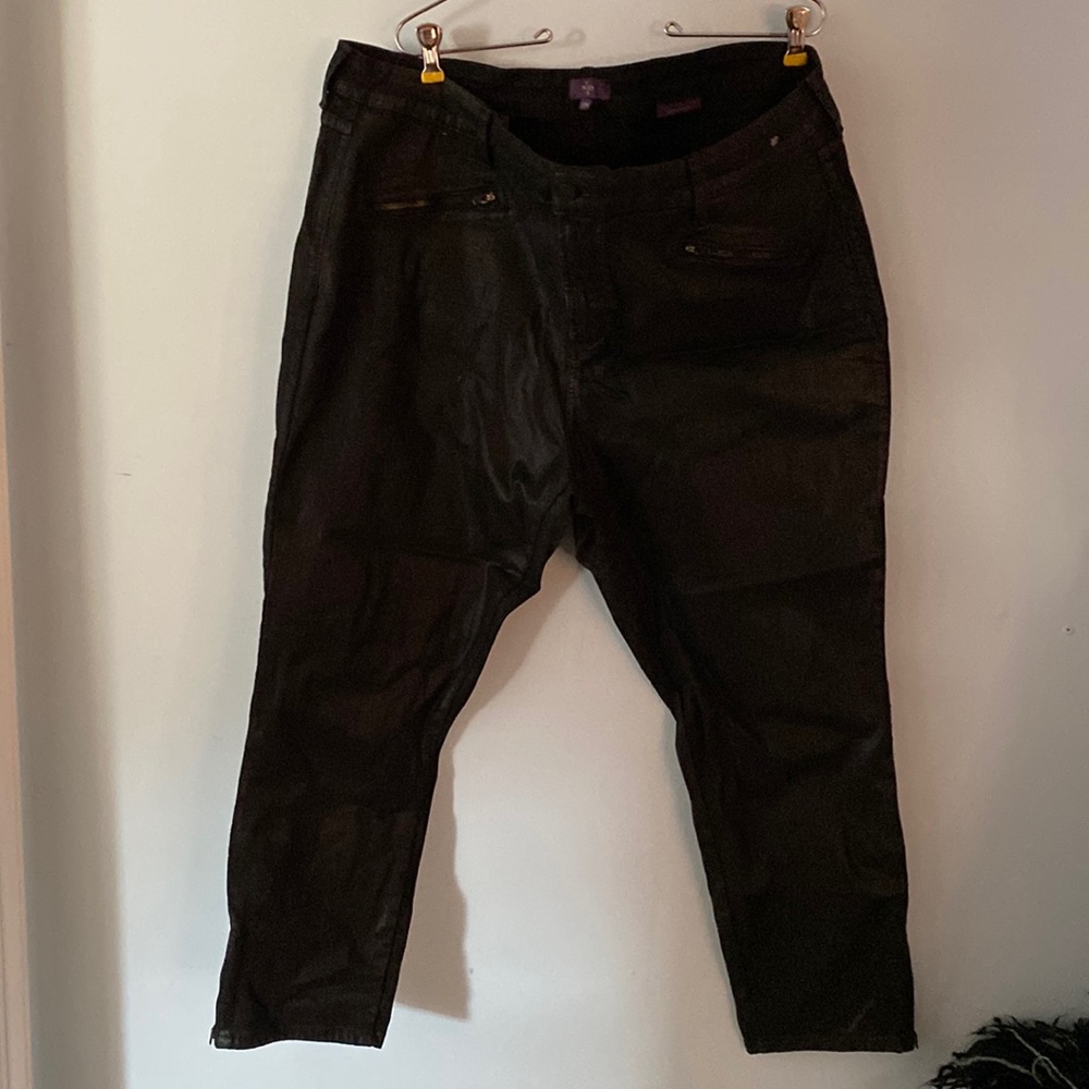 NYDJ coated denim legging jeans black 20W